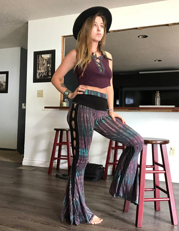 WPO-602B Tie Dyed Braided Bell Bottoms