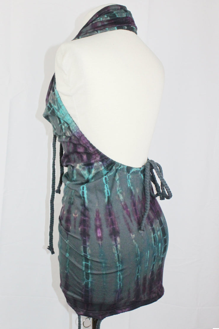 WDO-505C Halter Dress Multi Coloured Tie Dye