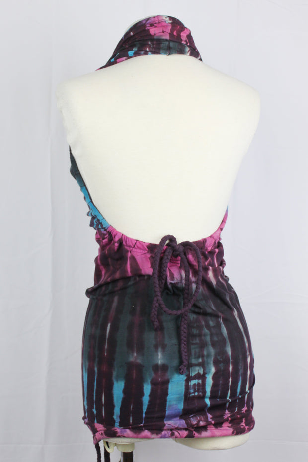 WDO-505C Halter Dress Multi Coloured Tie Dye