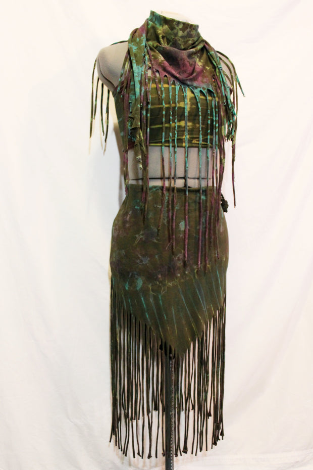 WSO-311B Tie Dyed Fringe Skirt