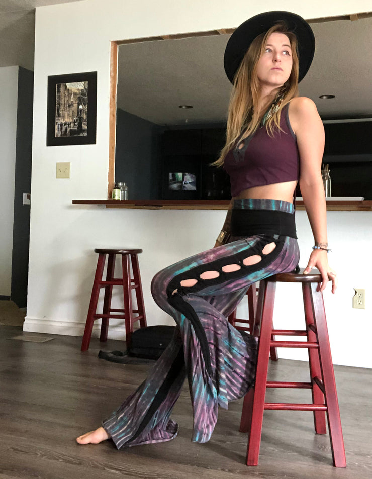 WPO-602B Tie Dyed Braided Bell Bottoms