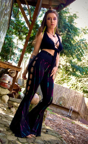 Pre Order WPO-602B Tie Dyed Braided Bell Bottoms