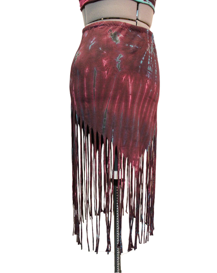 WSO-513 Drawstring Fringe Tie Dyed Skirt