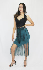 WSO-703A Long Drawstring Fringe Skirt