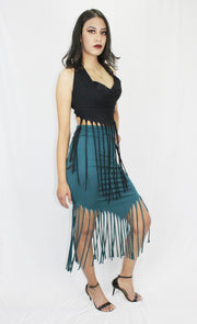 WSO-703A Long Drawstring Fringe Skirt